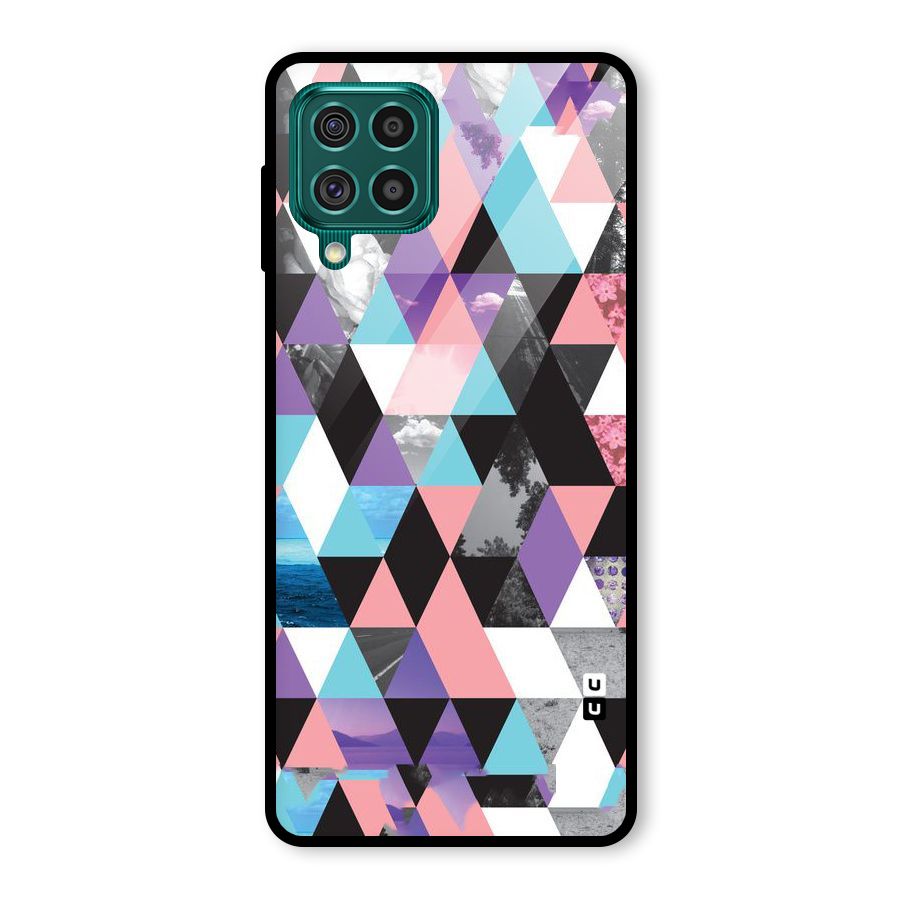 Abstract Splash Triangles Glass Back Case for Galaxy F62