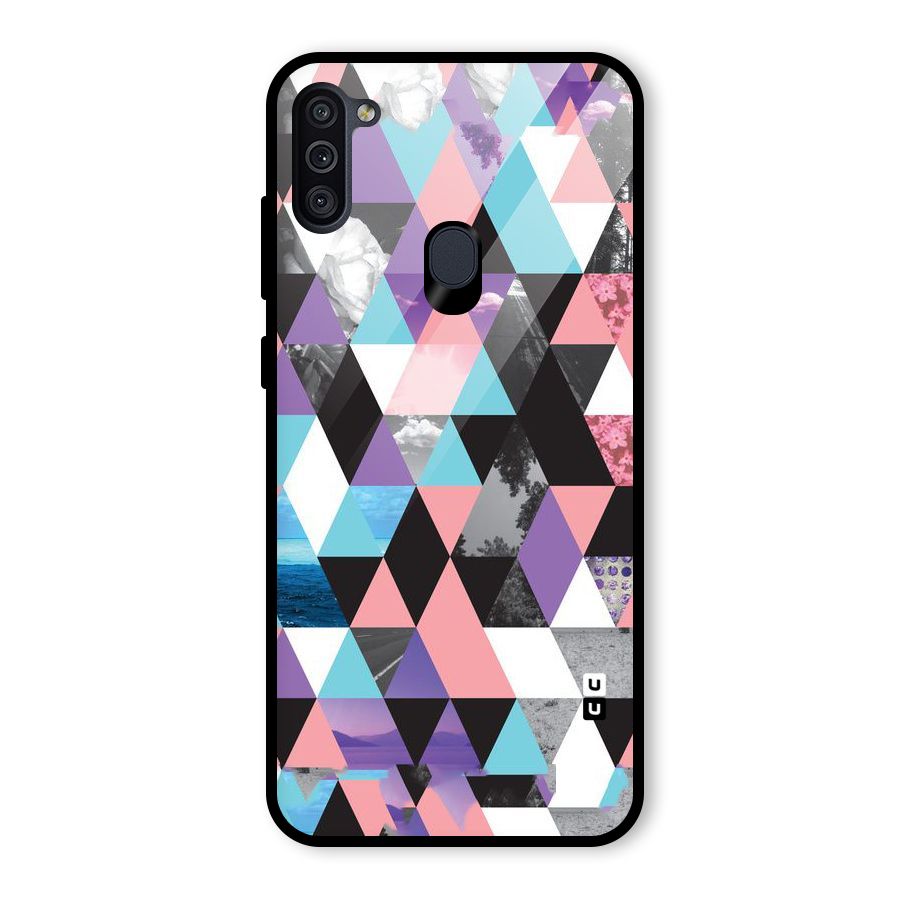Abstract Splash Triangles Glass Back Case for Galaxy M11