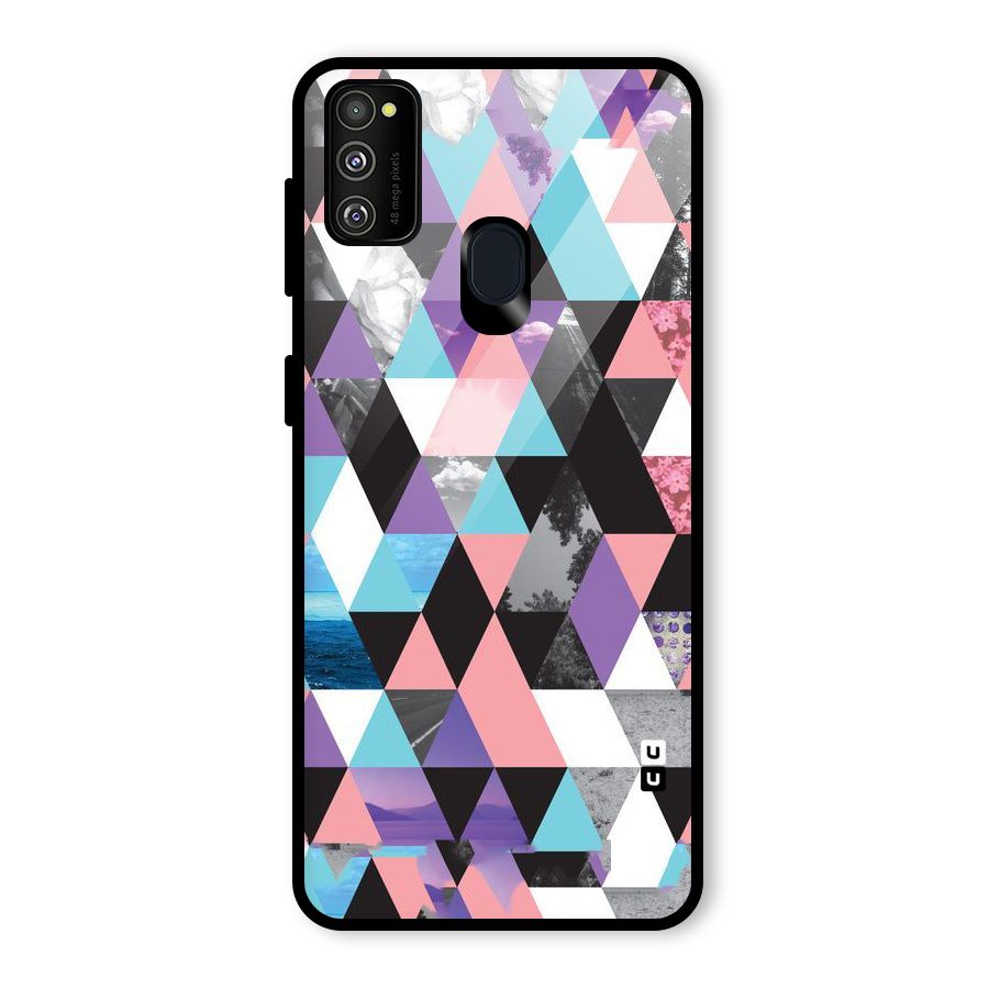Abstract Splash Triangles Glass Back Case for Galaxy M30s