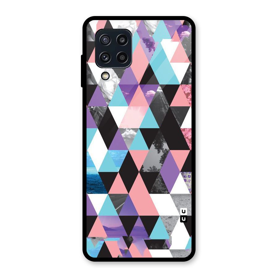 Abstract Splash Triangles Glass Back Case for Galaxy M32