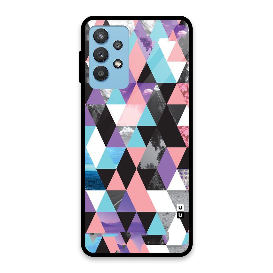 Abstract Splash Triangles Glass Back Case for Galaxy M32 5G