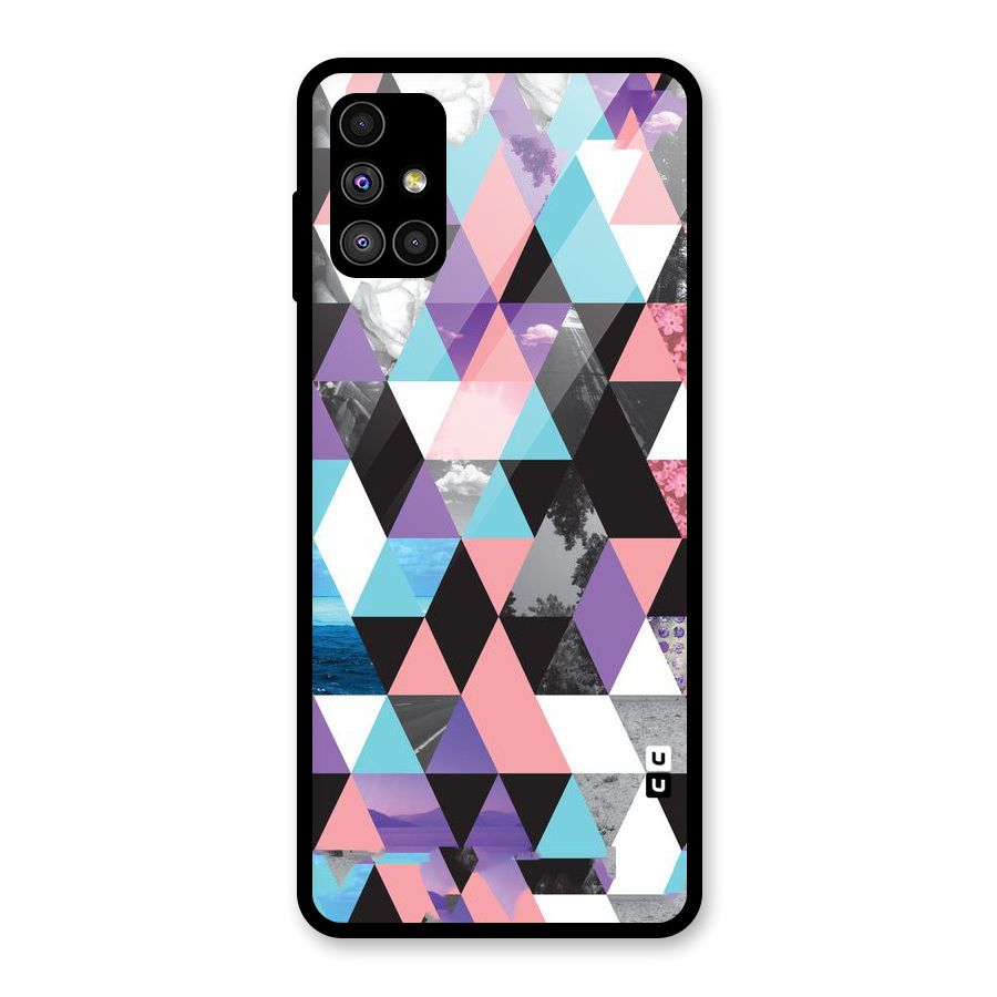 Abstract Splash Triangles Glass Back Case for Galaxy M51