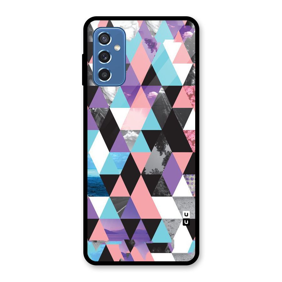 Abstract Splash Triangles Glass Back Case for Galaxy M52 5G