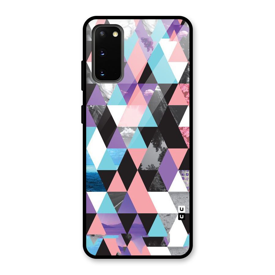 Abstract Splash Triangles Glass Back Case for Galaxy S20