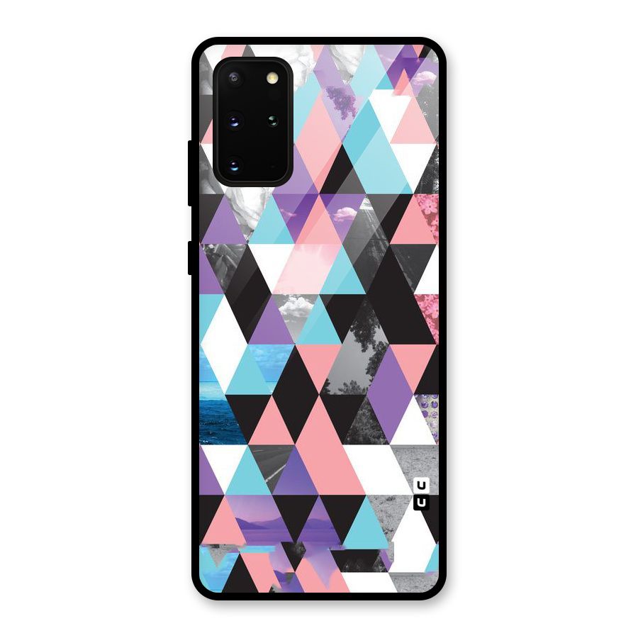 Abstract Splash Triangles Glass Back Case for Galaxy S20 Plus