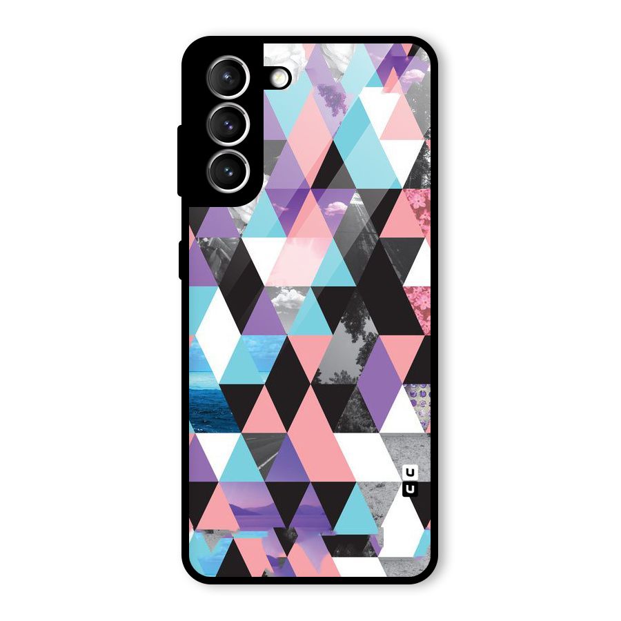 Abstract Splash Triangles Glass Back Case for Galaxy S21 5G
