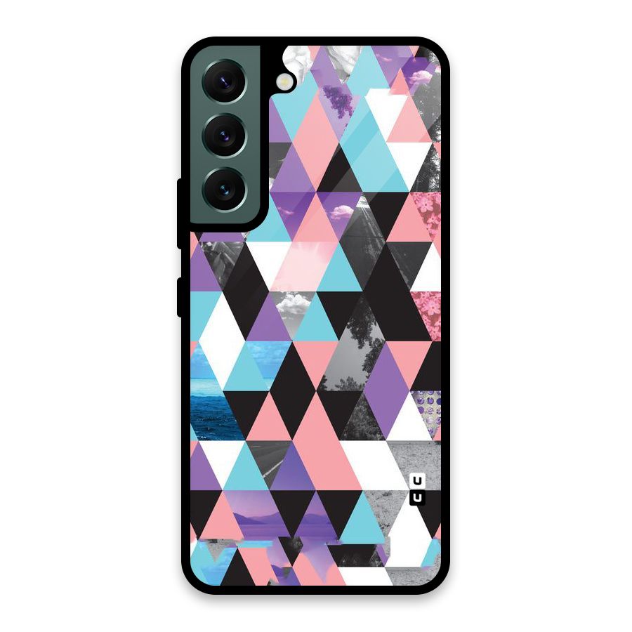 Abstract Splash Triangles Glass Back Case for Galaxy S22 5G