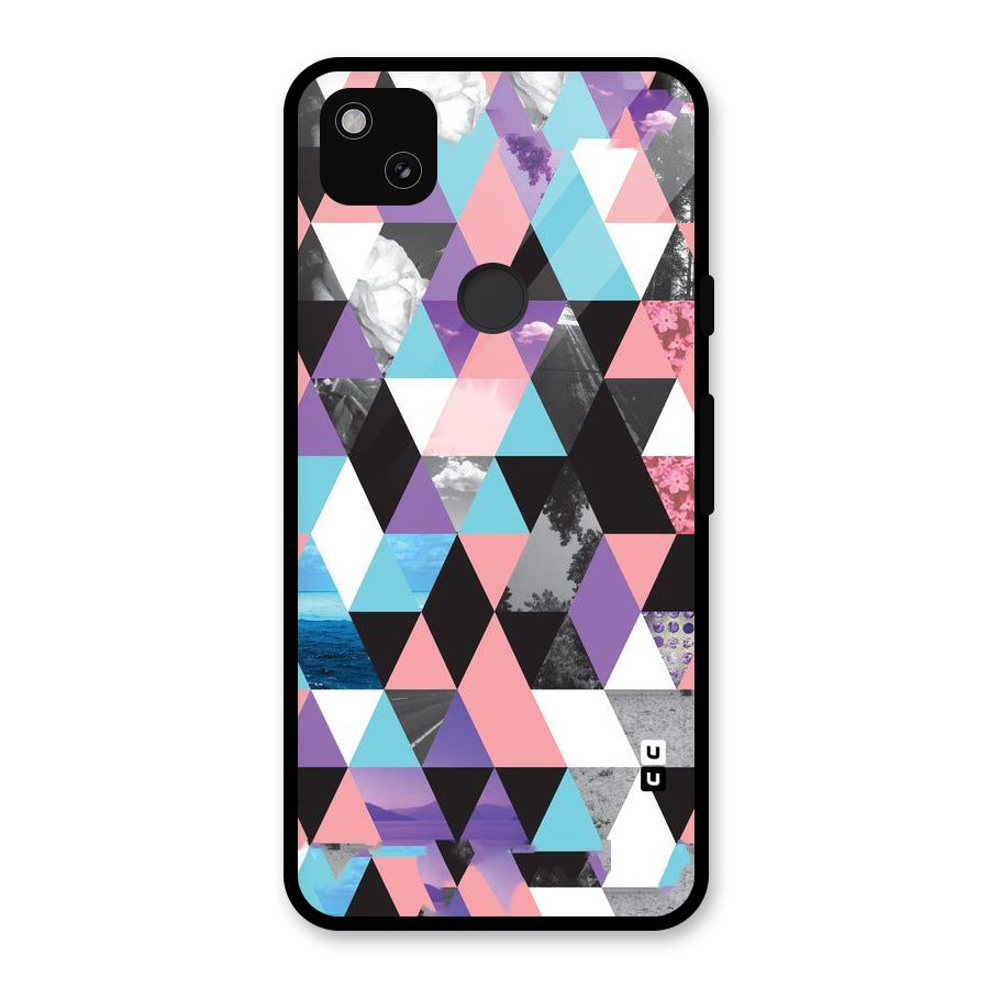Abstract Splash Triangles Glass Back Case for Google Pixel 4a