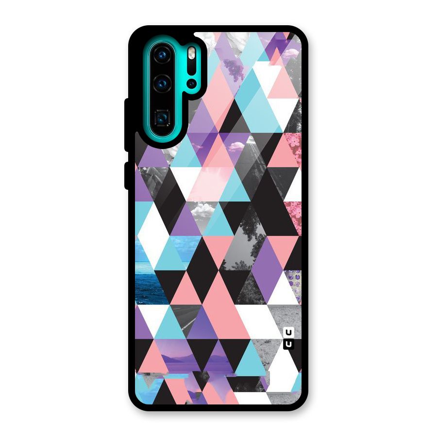 Abstract Splash Triangles Glass Back Case for Huawei P30 Pro