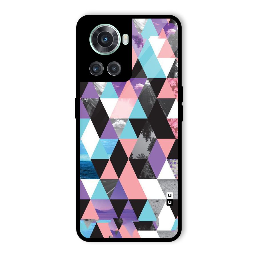 Abstract Splash Triangles Glass Back Case for OnePlus 10R