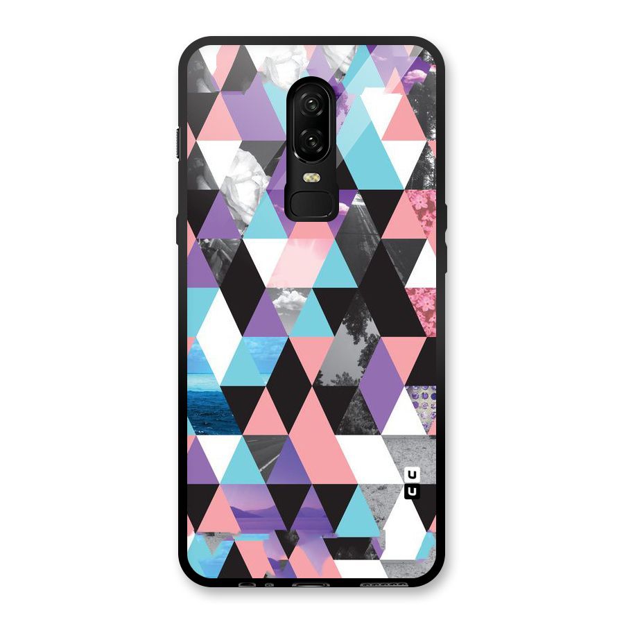 Abstract Splash Triangles Glass Back Case for OnePlus 6