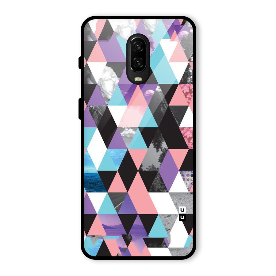 Abstract Splash Triangles Glass Back Case for OnePlus 6T