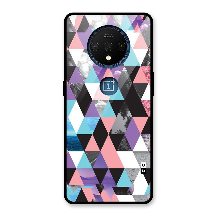 Abstract Splash Triangles Glass Back Case for OnePlus 7T