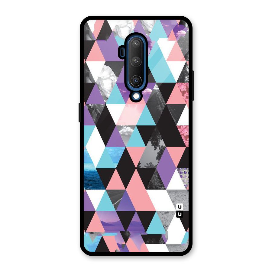 Abstract Splash Triangles Glass Back Case for OnePlus 7T Pro