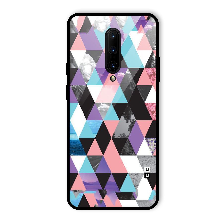Abstract Splash Triangles Glass Back Case for OnePlus 7 Pro