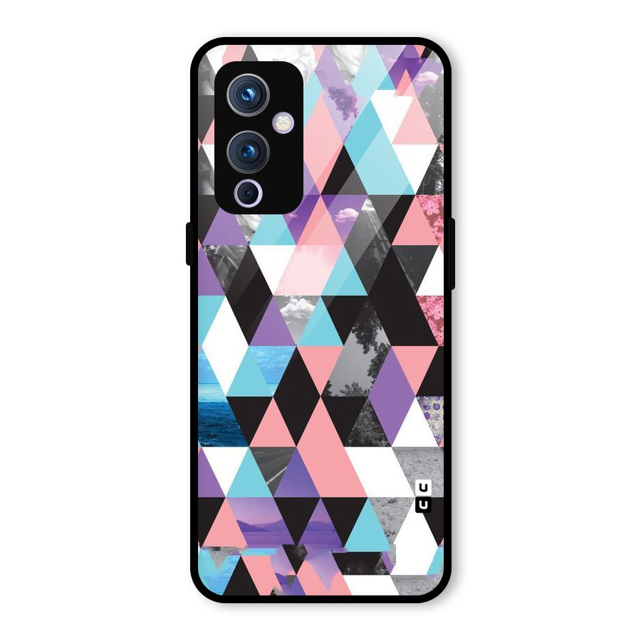 Abstract Splash Triangles Glass Back Case for OnePlus 9