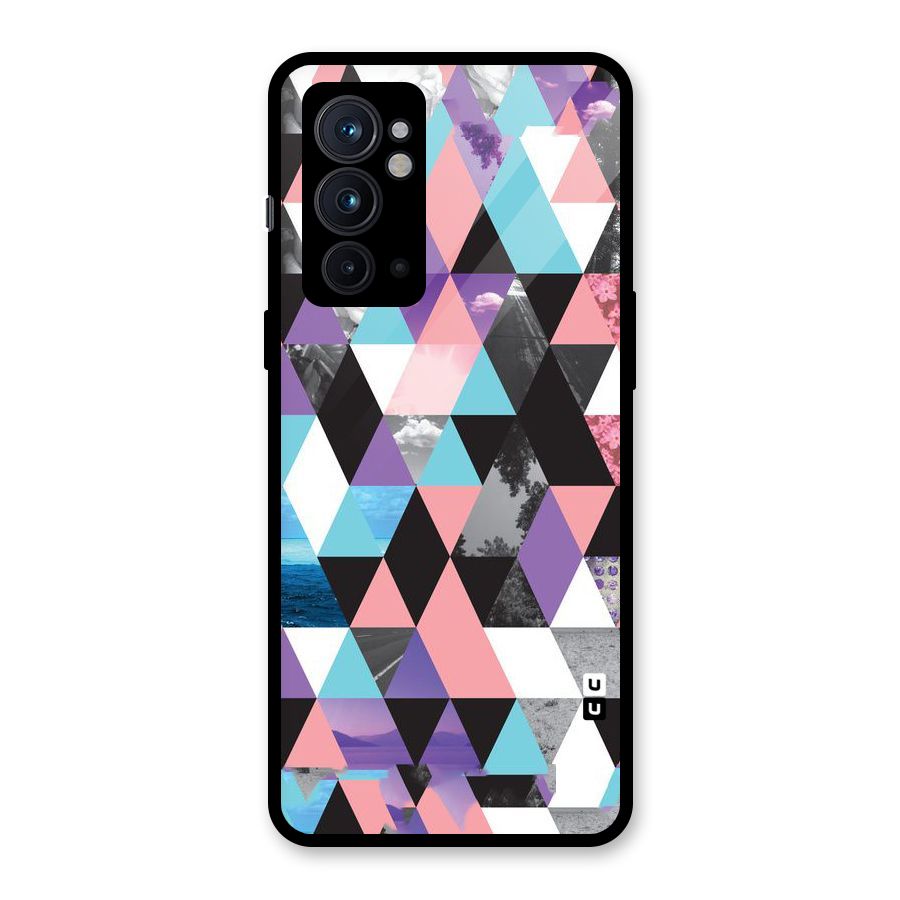Abstract Splash Triangles Glass Back Case for OnePlus 9RT 5G