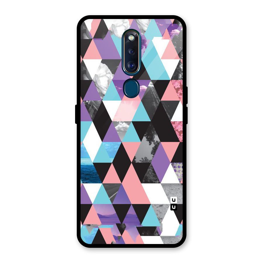 Abstract Splash Triangles Glass Back Case for Oppo F11 Pro