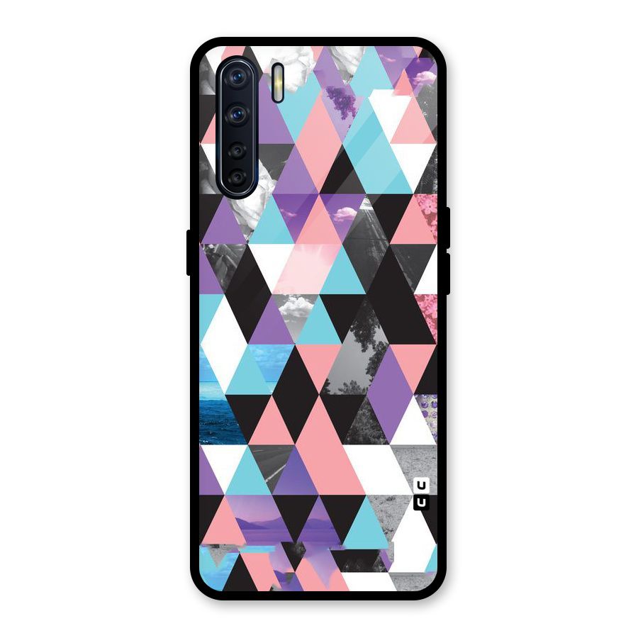 Abstract Splash Triangles Glass Back Case for Oppo F15