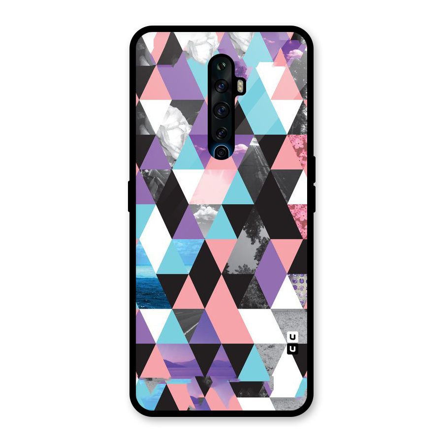 Abstract Splash Triangles Glass Back Case for Oppo Reno2 F