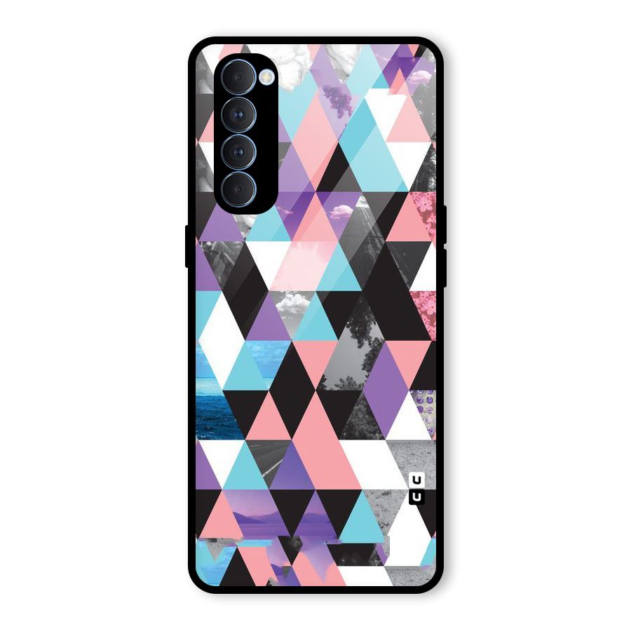 Abstract Splash Triangles Glass Back Case for Oppo Reno4 Pro