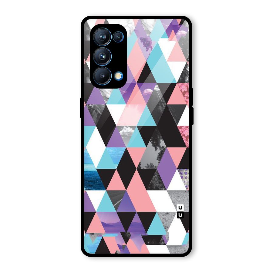 Abstract Splash Triangles Glass Back Case for Oppo Reno5 Pro 5G