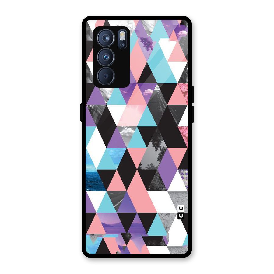 Abstract Splash Triangles Glass Back Case for Oppo Reno6 Pro 5G