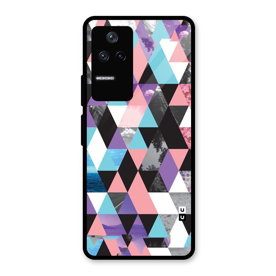 Abstract Splash Triangles Glass Back Case for Poco F4 5G