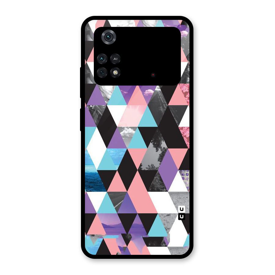 Abstract Splash Triangles Glass Back Case for Poco M4 Pro 4G