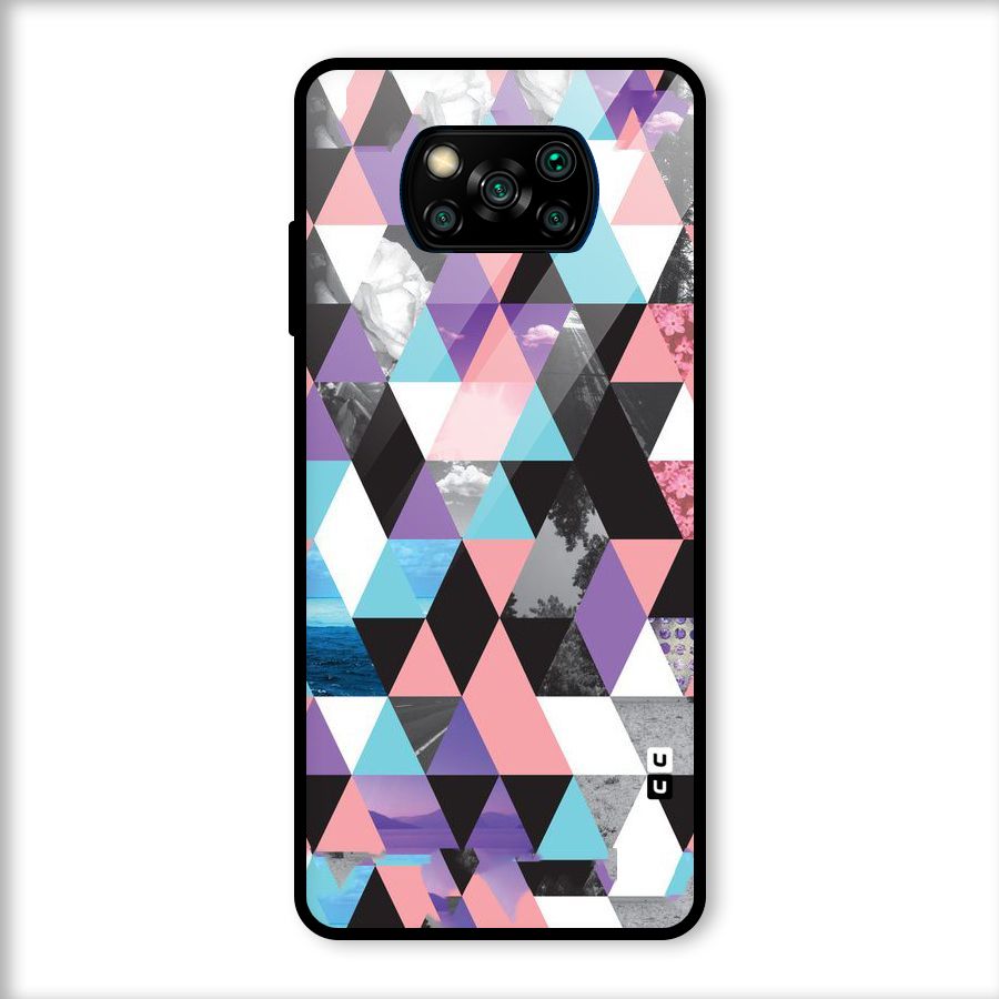 Abstract Splash Triangles Glass Back Case for Poco X3