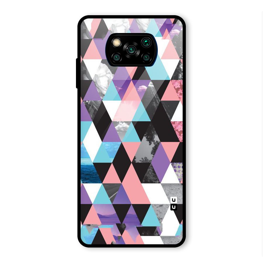 Abstract Splash Triangles Glass Back Case for Poco X3 Pro
