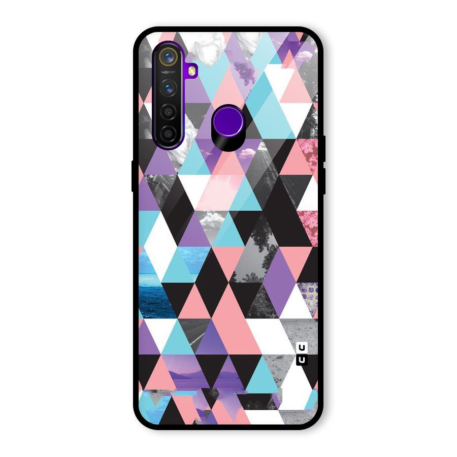 Abstract Splash Triangles Glass Back Case for Realme 5 Pro