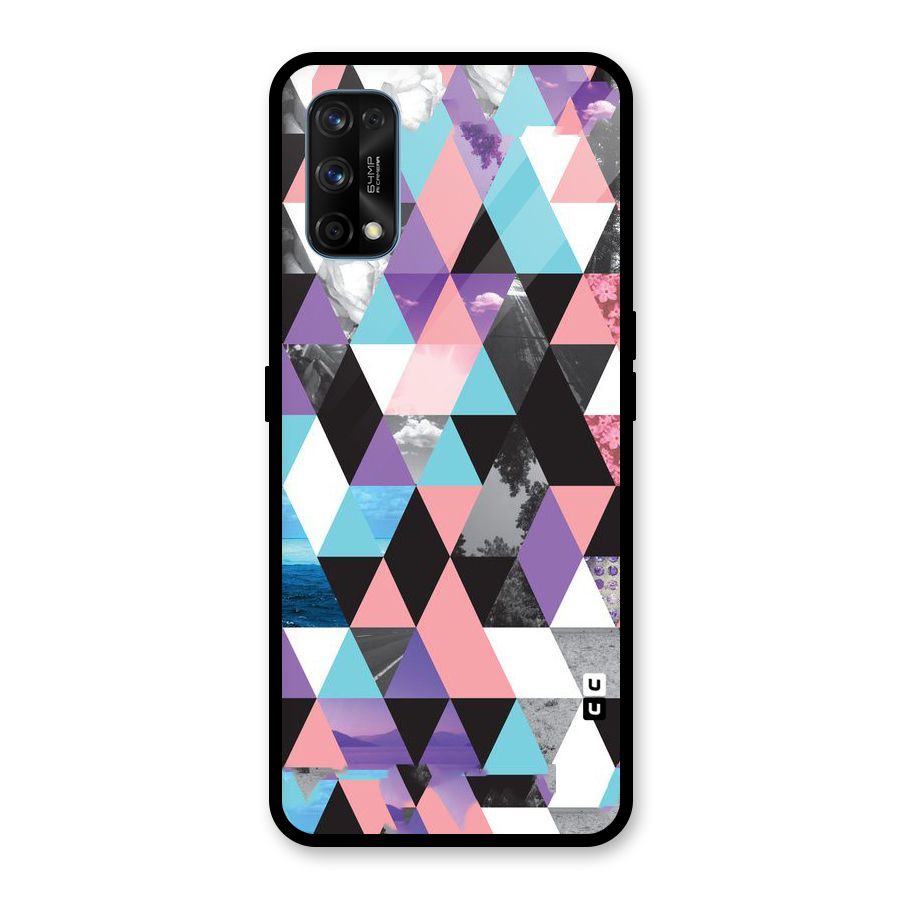 Abstract Splash Triangles Glass Back Case for Realme 7 Pro
