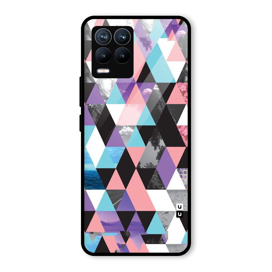 Abstract Splash Triangles Glass Back Case for Realme 8 Pro