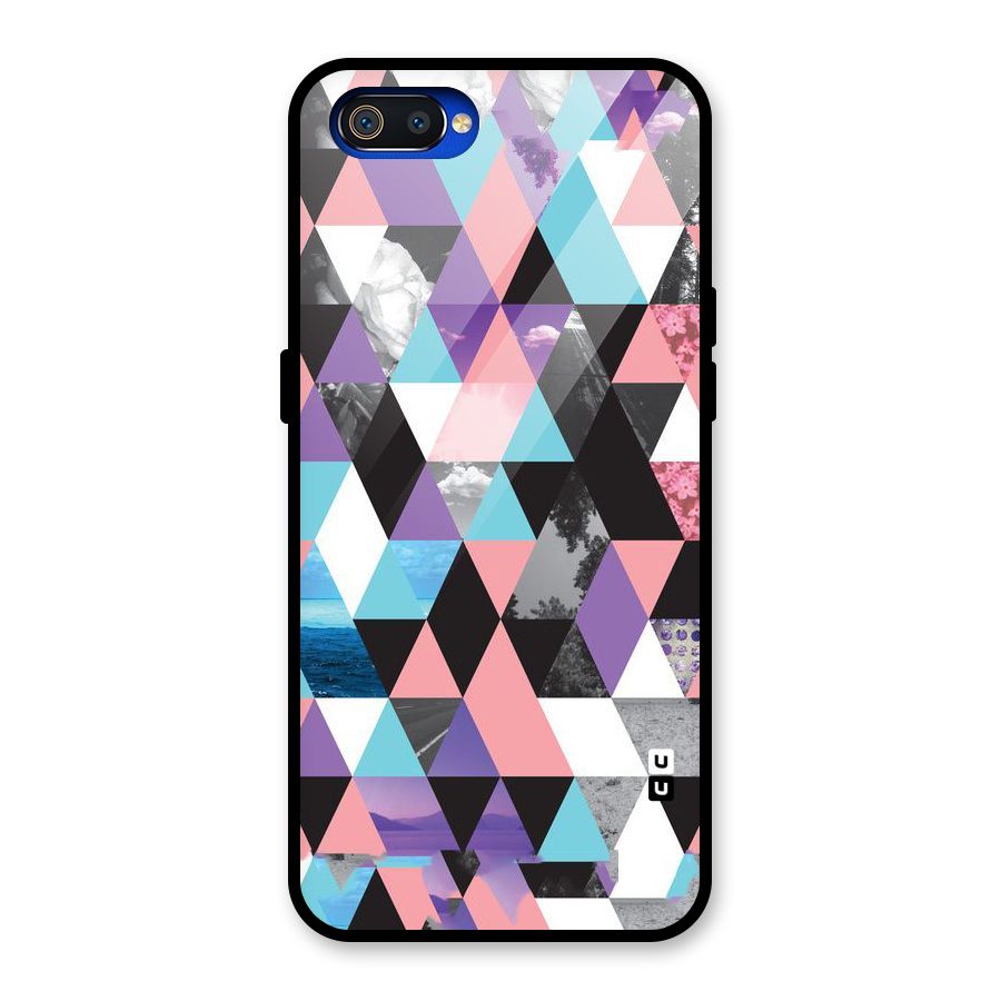 Abstract Splash Triangles Glass Back Case for Realme C2