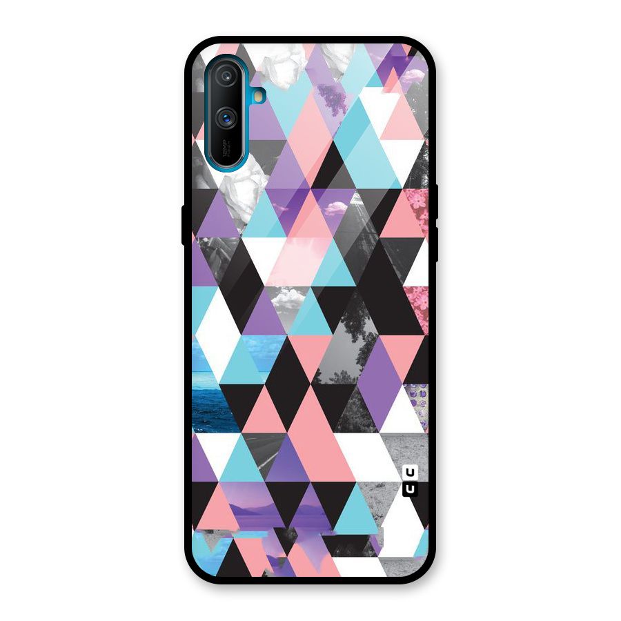 Abstract Splash Triangles Glass Back Case for Realme C3