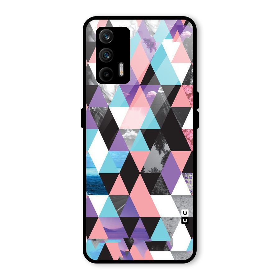 Abstract Splash Triangles Glass Back Case for Realme GT 5G