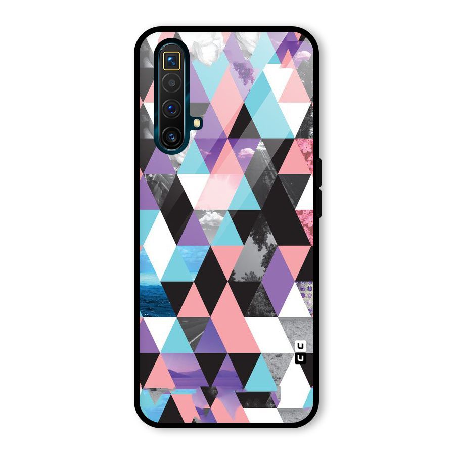 Abstract Splash Triangles Glass Back Case for Realme X3