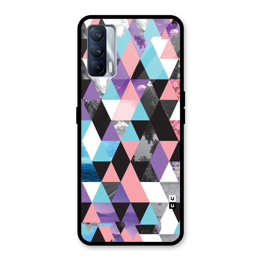 Abstract Splash Triangles Glass Back Case for Realme X7