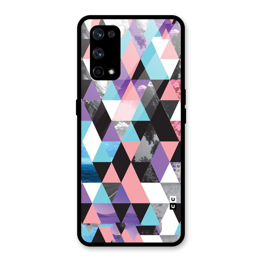 Abstract Splash Triangles Glass Back Case for Realme X7 Pro