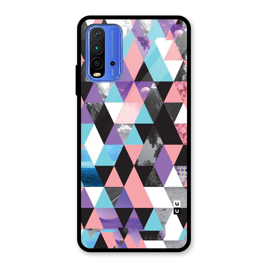 Abstract Splash Triangles Glass Back Case for Redmi 9 Power