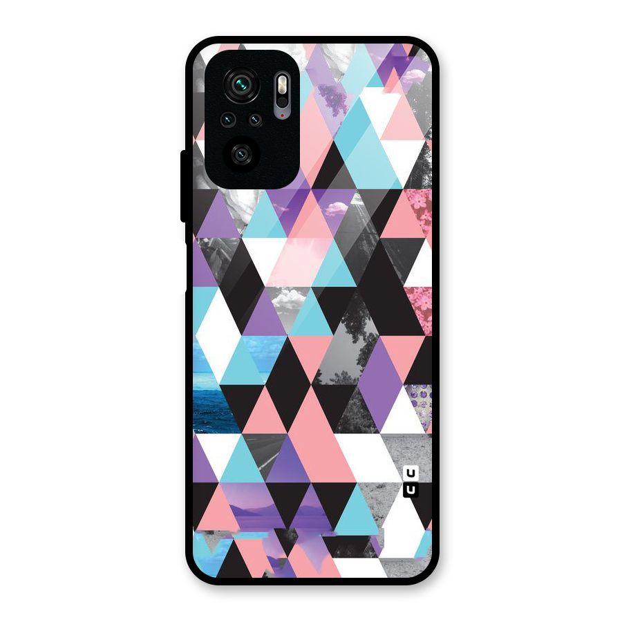 Abstract Splash Triangles Glass Back Case for Redmi Note 10S