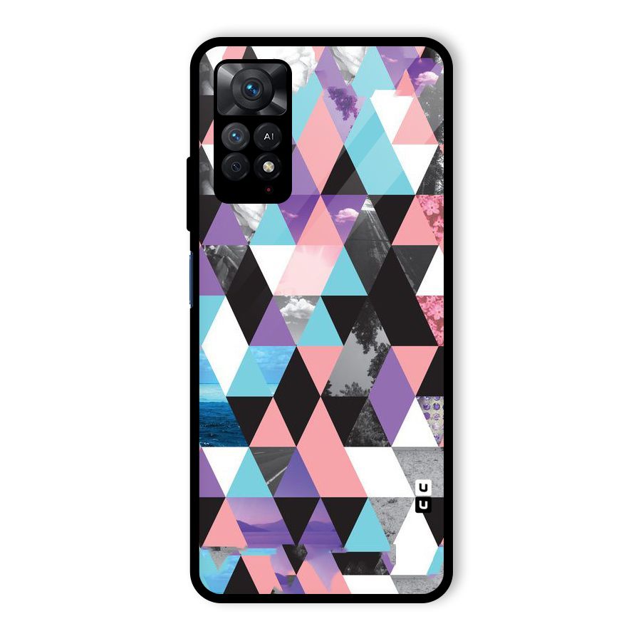 Abstract Splash Triangles Glass Back Case for Redmi Note 11 Pro