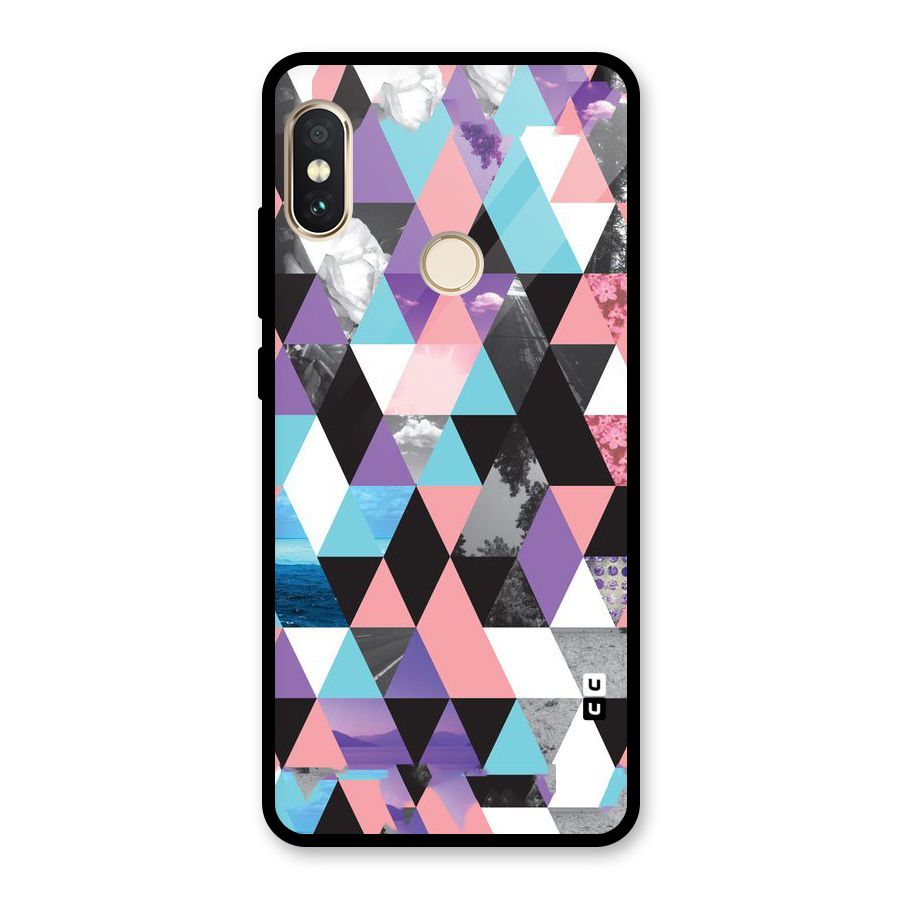 Abstract Splash Triangles Glass Back Case for Redmi Note 5 Pro
