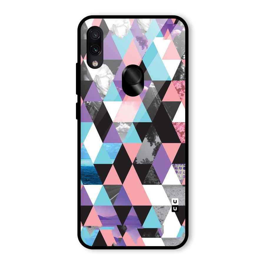 Abstract Splash Triangles Glass Back Case for Redmi Note 7 Pro