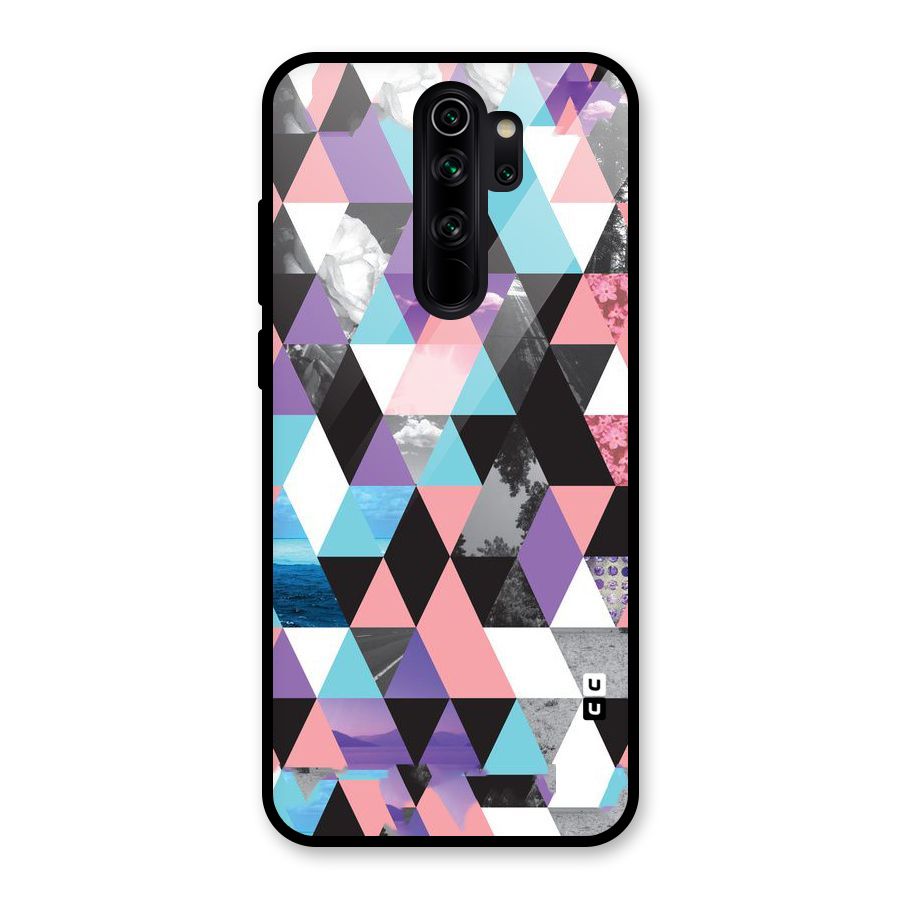 Abstract Splash Triangles Glass Back Case for Redmi Note 8 Pro