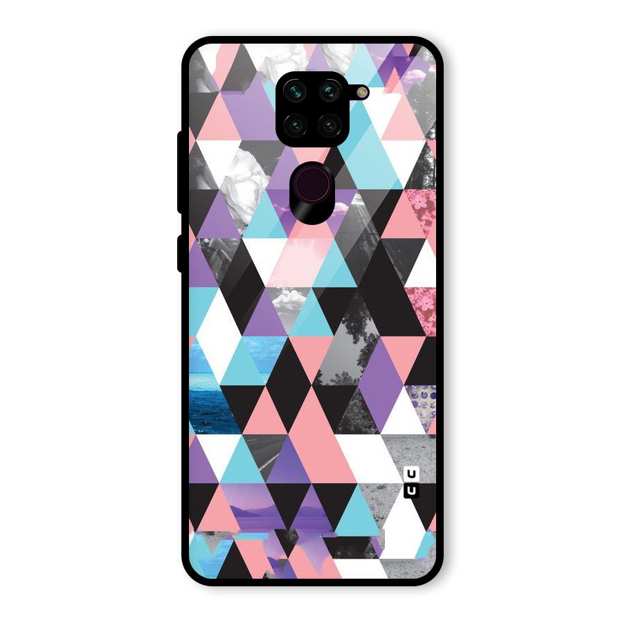 Abstract Splash Triangles Glass Back Case for Redmi Note 9