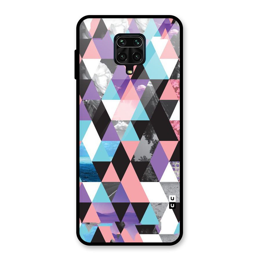 Abstract Splash Triangles Glass Back Case for Redmi Note 9 Pro