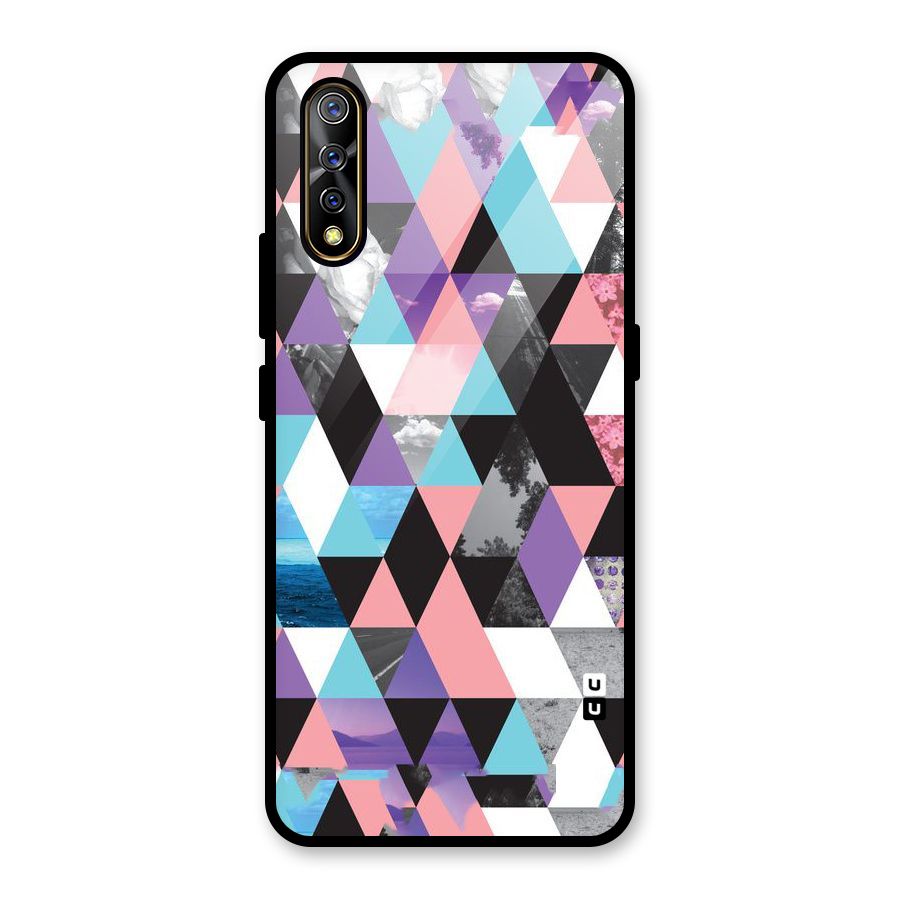 Abstract Splash Triangles Glass Back Case for Vivo S1