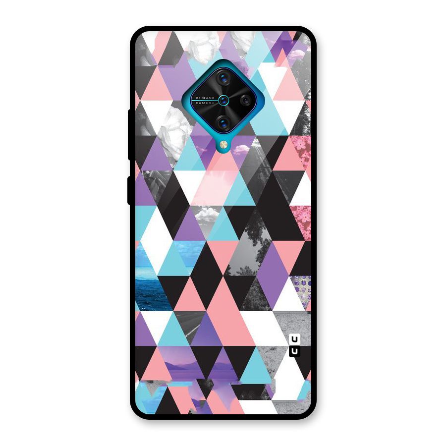 Abstract Splash Triangles Glass Back Case for Vivo S1 Pro